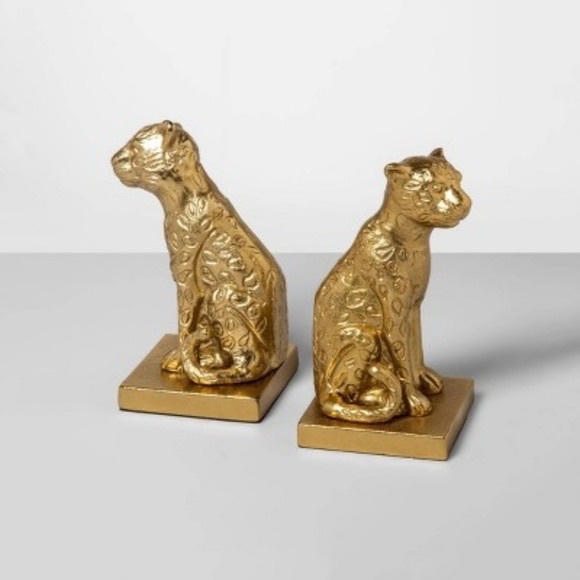 Opalhouse Accents Opalhouse 2 Piece Leopard Brass Jungle Bookends